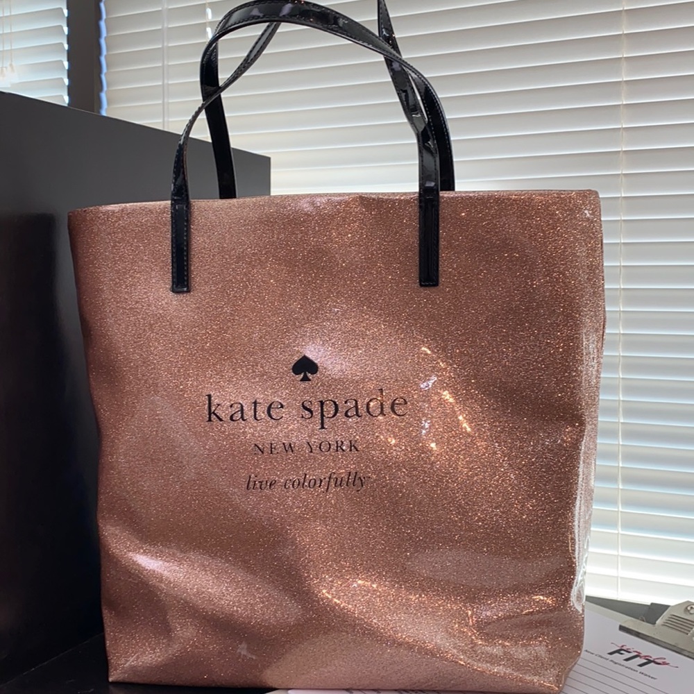 Rose glitter patient Kate Spade tote bag
